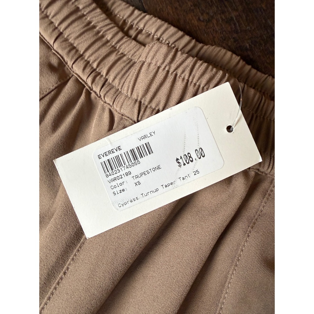 Varley Cypress Turnup Taper Pants XS Taupestone NWT Tapered Cuffed Trousers - Picture 3 of 9